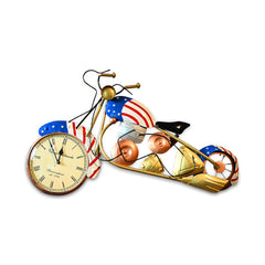 Metal American Bike Wall Clock - Decorative Home & Office Clock For Gifting