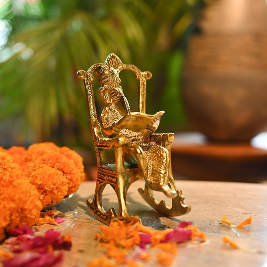 Golden Metal Ganesha Seating On Chair For Home Temple || Office Temple || Gifing || Diwali Pooja