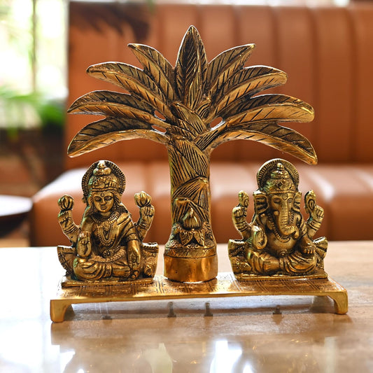 Golden Metal Laxmi Ganesh With Khajur Tree Design For Home Temple || Office Temple || Gifing || Diwali Pooja ||