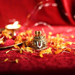Golden Polyresin Hanuman Charan Paduka Idol For Home Temple Decoration