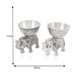Silver Metal Elephant Urli And Dry Fruit Bowl