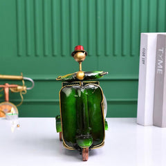 Green Metal Green Scooter Pen Stand With Clock Nautical_Inspired Desk Organizer For Pens And Pencils Decorative Office Accessory