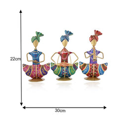 Metal Sitting Sardar Set Of 3 For Table Top Decor Decorative Showpiece