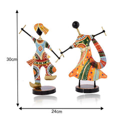 Metal Dandiya Couple For Table Top Decor Decorative Showpiece For Home|Office|Gift Item