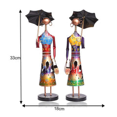 Metal Umbrella Dolls For Table Top Decor Decorative Showpiece For Home|Office|Gift Item