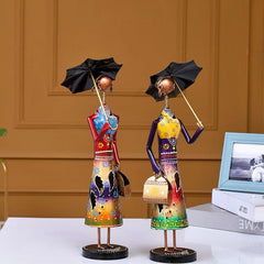 Metal Umbrella Dolls For Table Top Decor Decorative Showpiece For Home|Office|Gift Item
