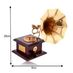 Golden Metal Gramophone For Table Top Decor Decorative Showpiece