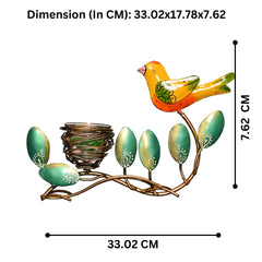 Metal Leaf Bird Hand Painted Tealight Candle Holder For Living Room Decorative Showpiece For Home Decor