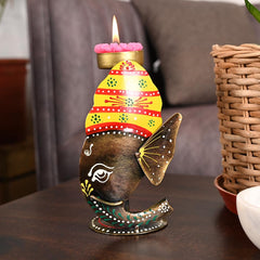Metal Ganesh Hand Painted Tealight Candle Holder