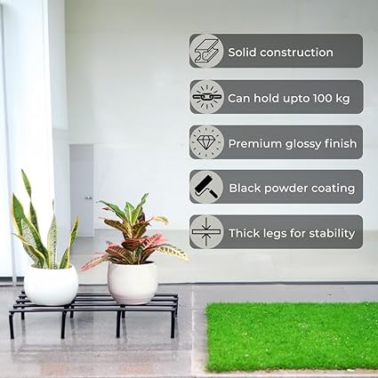 Black  Heavy Metal Flower Pot/Plant Stand  For Home Garden Balcony Living Room  Decor 24 Inches (Black-Set Of 4)