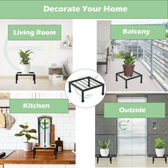 Black Premium Strong Flower Pot / Gamla Square Stand For Indoor And Outdoor Plants | Square Shape Thick And Strong Leg Set Of 2