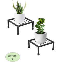 Black Premium Strong Flower Pot / Gamla Square Stand For Indoor And Outdoor Plants | Square Shape Thick And Strong Leg Set Of 2