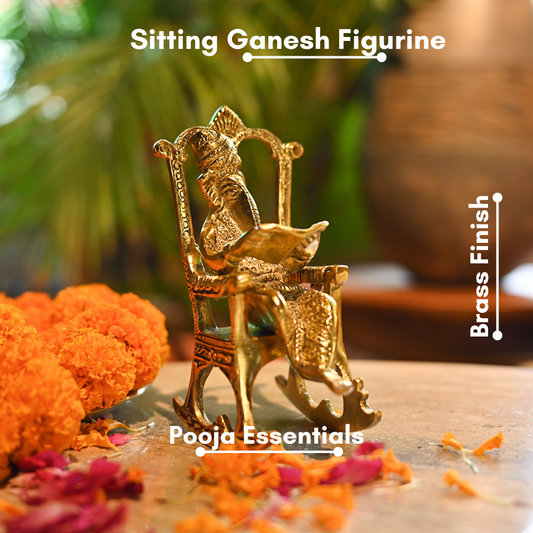 Golden Metal Ganesha Seating On Chair For Home Temple || Office Temple || Gifing || Diwali Pooja