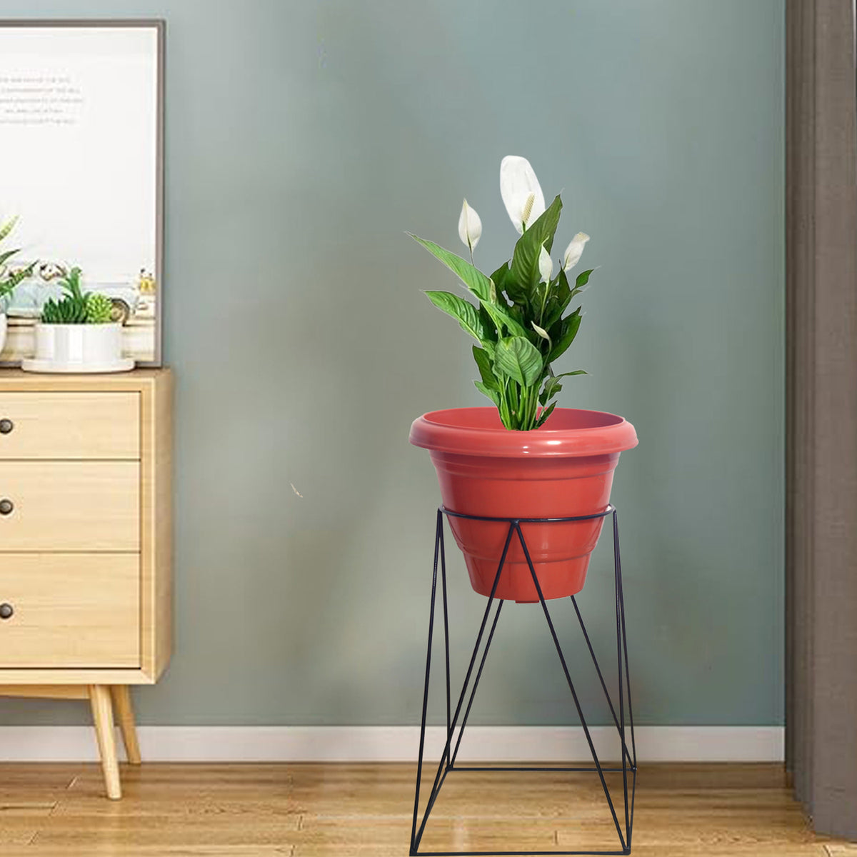 Metal Planter Stand With Nursery Pots For Indoor/Outdoor Plants | Home Decor Ideal For Flower Garden