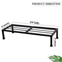 Pack Of 4 Black  Matt Black 24 Inches Rectangular Shape Metal Plant Stand, Indoor/Outdoor-Flower Pot Stand Free Standing