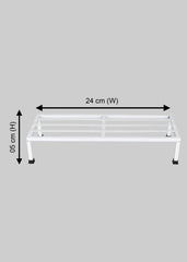Pack Of 2 White  24 Inches Rectangular Shape Metal Plant Stand, Indoor/Outdoor-Flower Pot Stand Free Standing