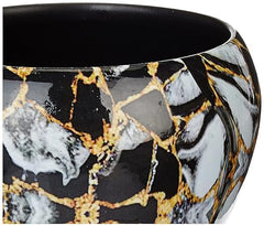 Black Decorative Pot With Stand For Indoor Plants Rust Free Metal Plant Pots For Living Room, Balcony And Garden -