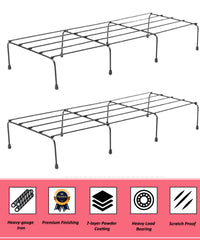 Black  Anti Rust Metal Plant Stand With Bottom Rubber For Balcony Garden, Set Of 4 Pot Stand, Indoor & Outdoor Pot Stand