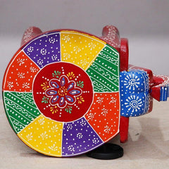 Hand Painted Elephant Side Table, Carved Wooden Boho Decor, Rajasthani Folk Art Plant Stand, Indian Accent Table, 3 Colours