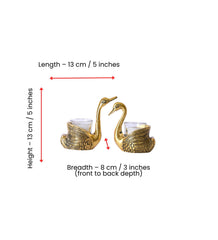 Antique Gold Swan Candle Holders Set, Romantic Aluminum Votive Stand