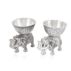 Set of 2 Silver Elephant Bowls, Metal Candy Dish, Indian Royal Decor, Jewelry Tray