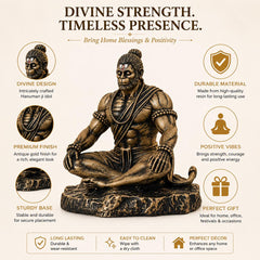 Meditating Hanuman Statue, Small Bajrangbali Idol, Resin Art, Car Dashboard Decor, Spiritual Gift