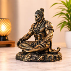 Meditating Hanuman Statue, Small Bajrangbali Idol, Resin Art, Car Dashboard Decor, Spiritual Gift