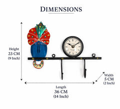 Handmade Krishna Clock Key Holder | Indian Folk Art Wall Decor, Boho Organizer