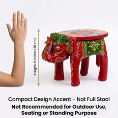 Hand Painted Elephant Side Table, Carved Wooden Boho Decor, Rajasthani Folk Art Plant Stand, Indian Accent Table, 3 Colours