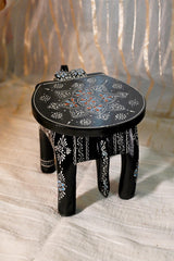 Hand Painted Elephant Side Table, Carved Wooden Boho Decor, Rajasthani Folk Art Plant Stand, Indian Accent Table, Red