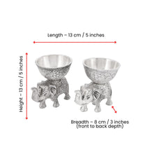 Set of 2 Silver Elephant Bowls, Metal Candy Dish, Indian Royal Decor, Jewelry Tray