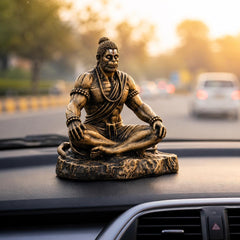 Meditating Hanuman Statue, Small Bajrangbali Idol, Resin Art, Car Dashboard Decor, Spiritual Gift