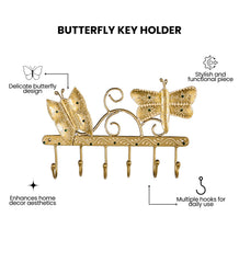 Butterfly Key Holder | Handmade Indian Folk Art Wall Decor, Boho Organizer