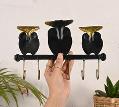 Owl Key Holder | Handmade Indian Folk Art Wall Decor, Boho Organizer