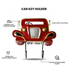Metal Car Key Holder | Indian Folk Art Wall Decor, Boho Organizer