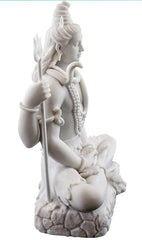 White Shiva Idol, Lord Shiva Mahadev Adiyogi Statue, Trishul, Trident, Resin Spiritual Decor, Hindu God Figurine, Home Temple Gift, 2 Sizes