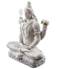 White Shiva Idol, Lord Shiva Mahadev Adiyogi Statue, Trishul, Trident, Resin Spiritual Decor, Hindu God Figurine, Home Temple Gift, 2 Sizes