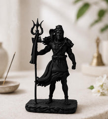 Matte Black Standing Shiva Idol | Mahadev Shiva Car Dashboard Decor