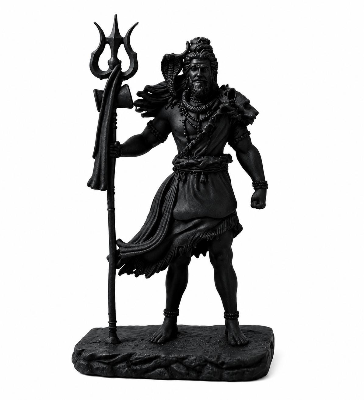 Matte Black Standing Shiva Idol | Mahadev Shiva Car Dashboard Decor