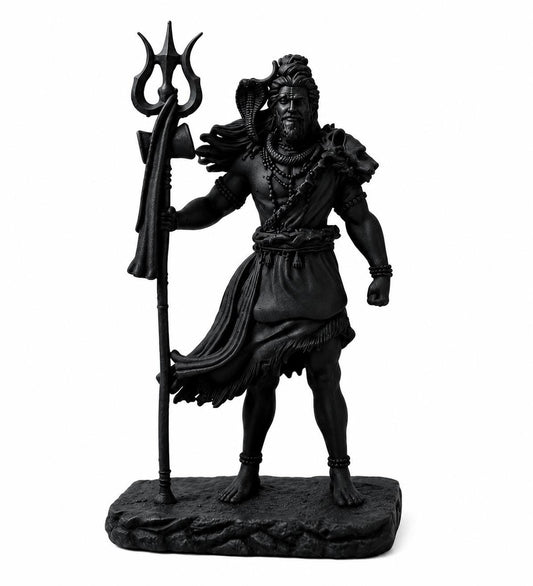 Matte Black Standing Shiva Idol | Mahadev Shiva Car Dashboard Decor