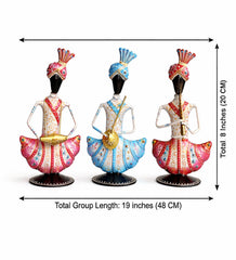 Handcrafted Rajasthani Musician Figurines | Indian Folk Art Decor, White Finish