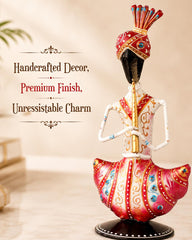 Handcrafted Rajasthani Musician Figurines | Indian Folk Art Decor, White Finish