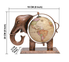 Metal Elephant Globe Showpiece | Decorative Tabletop Decor for Living Room, Office Desk