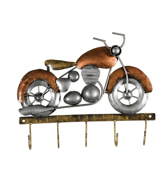 Metal Bike Key Holder | Indian Folk Art Wall Decor, Boho Organizer