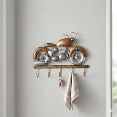 Metal Bike Key Holder | Indian Folk Art Wall Decor, Boho Organizer
