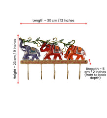 Elephant Key Holder | Handmade Indian Folk Art Wall Decor, Boho Organizer