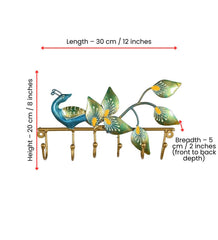 Peacock Key Holder | Handmade Indian Folk Art Wall Decor, Boho Organizer