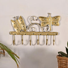 Butterfly Key Holder | Handmade Indian Folk Art Wall Decor, Boho Organizer