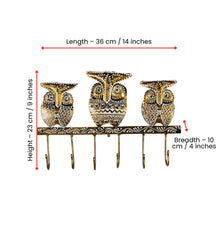 Owl Key Holder | Handmade Indian Folk Art Wall Decor, Boho Organizer