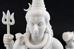 White Shiva Idol, Lord Shiva Mahadev Adiyogi Statue, Trishul, Trident, Resin Spiritual Decor, Hindu God Figurine, Home Temple Gift, 2 Sizes